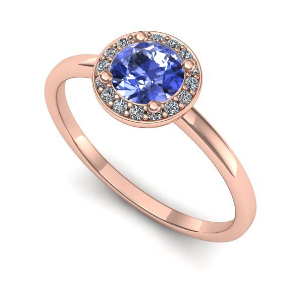 Inel logodna din aur roz cu tanzanit