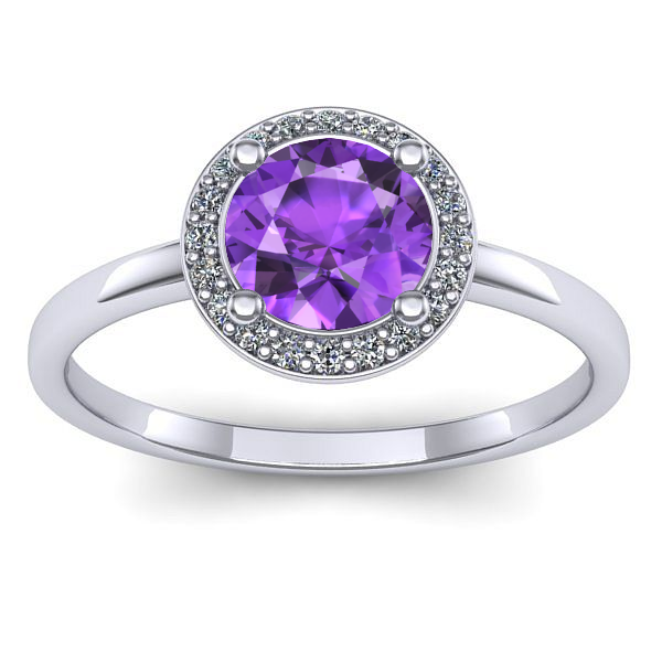 Inel logodna cu ametist rotund