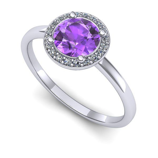 Inel logodna din aur alb cu ametist