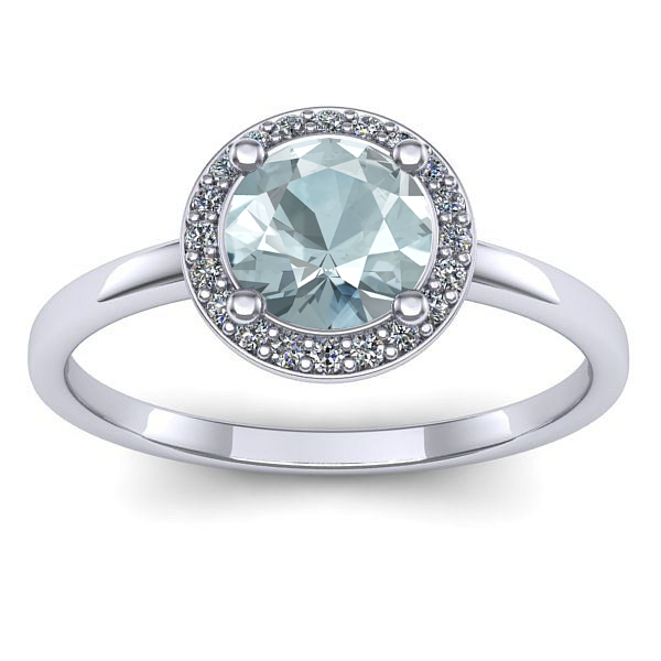 Inel cu aquamarin rotund