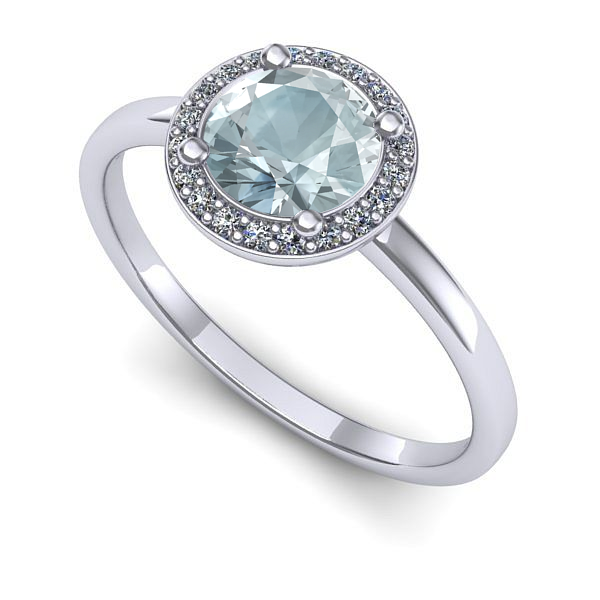 Inel de logodna din aur alb cu aquamarin