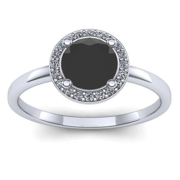 Inel de logodna cu diamant negru rotund