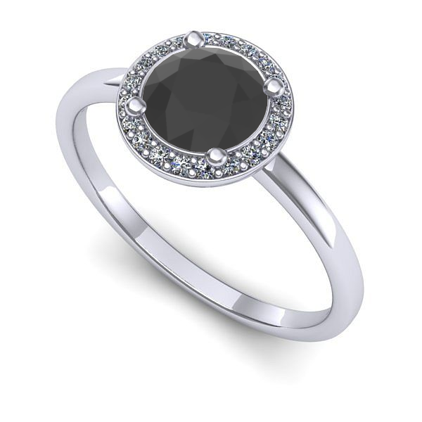 Inel din aur alb cu diamant negru