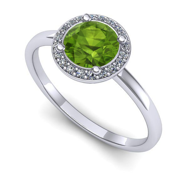 Inel logodna din aur alb cu peridot