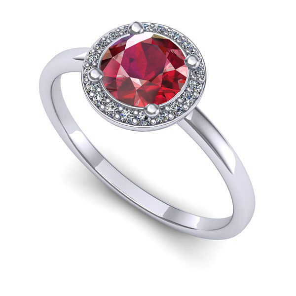 Inel logodna din aur alb cu rubin