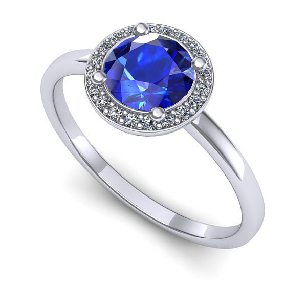 Inel de logodna din aur alb cu safir