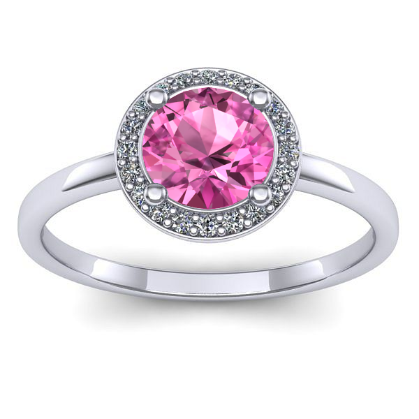 Inel de logodna cu safir roz rotund