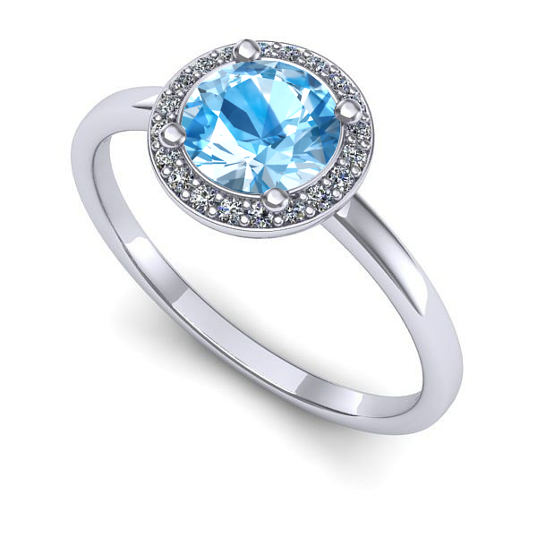 Inel din aur alb cu topaz blue