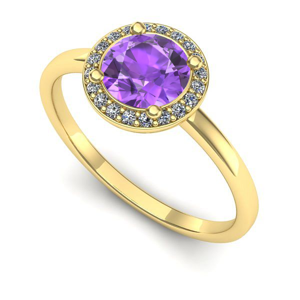 Inel de logodna din aur galben cu ametist