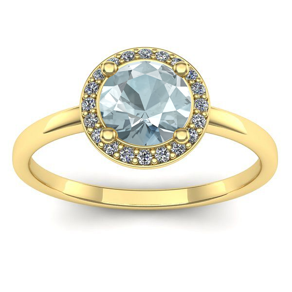 Inel cu aquamarin rotund