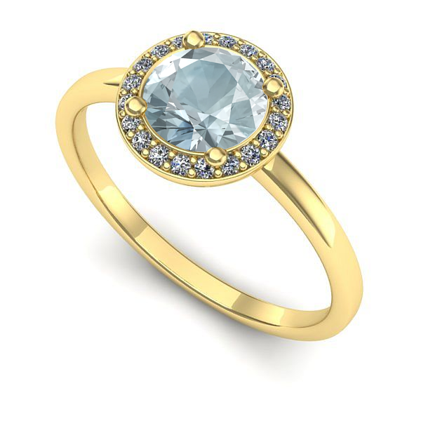 Inel din aur galben cu aquamarin