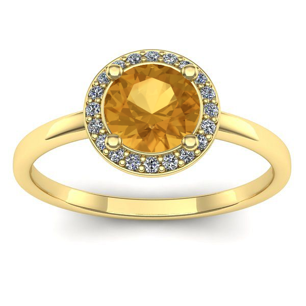 Inel logodna cu citrin rotund