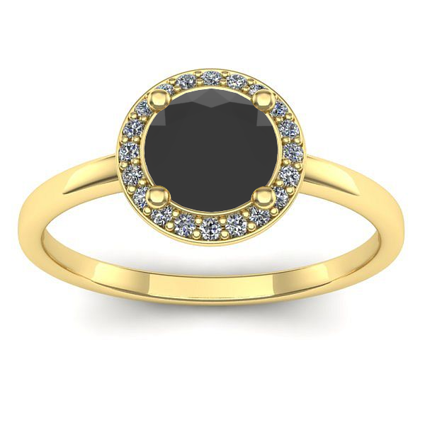 Inel de logodna cu diamant negru rotund