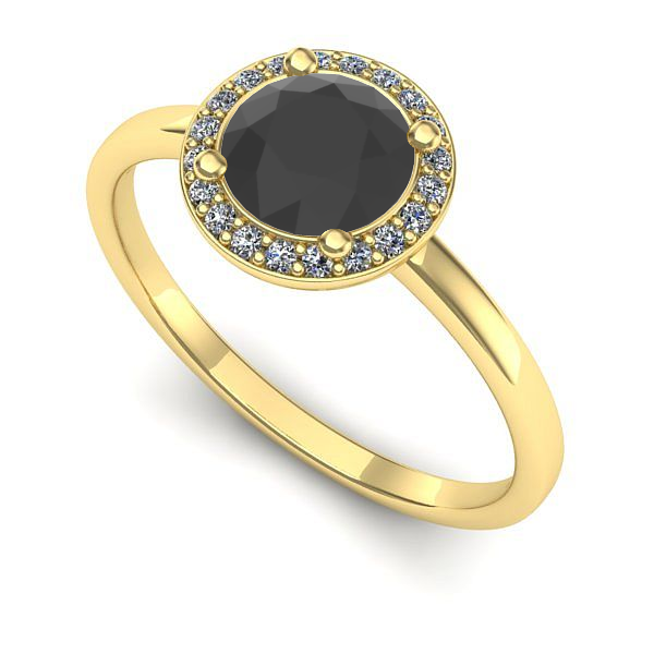 Inel logodna din aur galben cu diamant negru