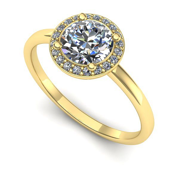 Inel logodna din aur galben cu safir alb