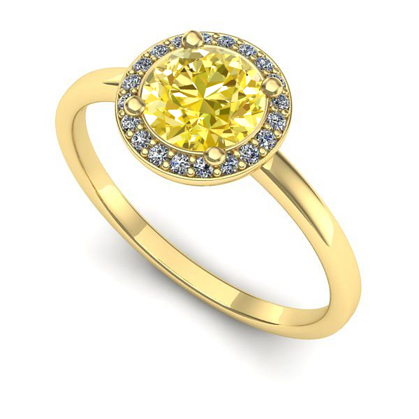 Inel logodna din aur galben cu safir galben