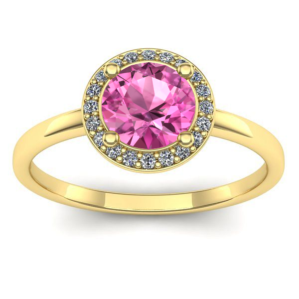 Inel logodna cu safir roz rotund