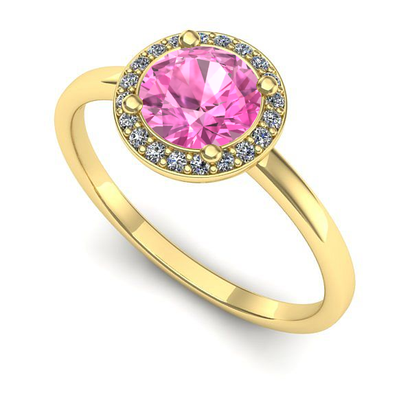 Inel logodna din aur galben cu safir roz