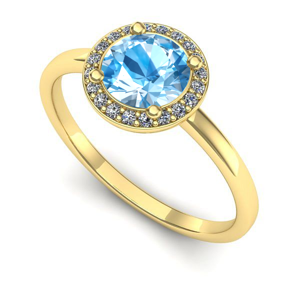 Inel logodna din aur galben cu topaz blue