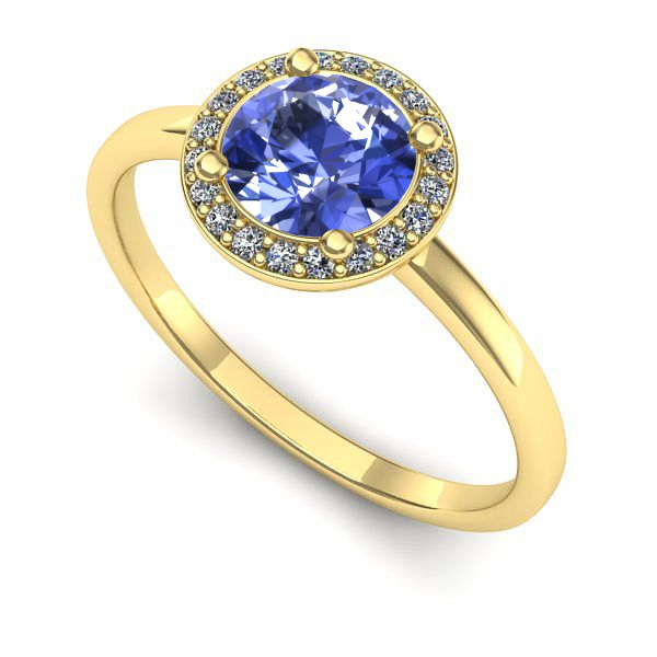 Inel logodna din aur galben cu tanzanit