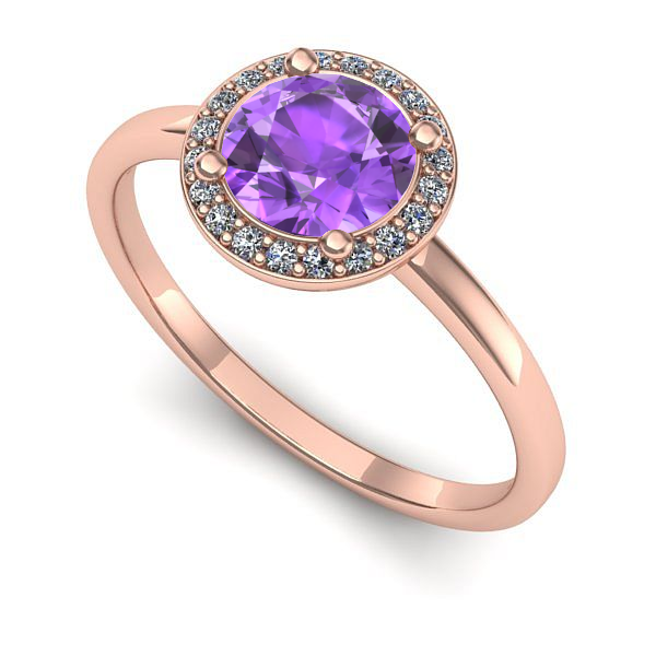 Inel de logodna din aur roz cu ametist