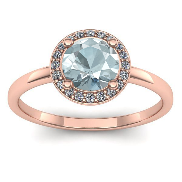 Inel de logodna cu aquamarin rotund