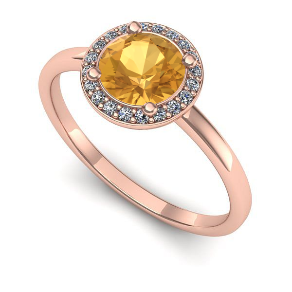 Inel logodna din aur roz cu citrin