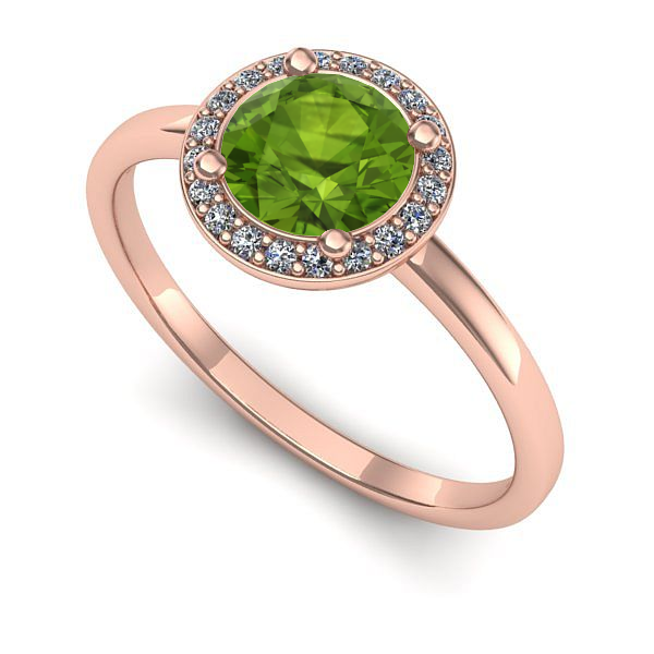 Inel din aur roz cu peridot