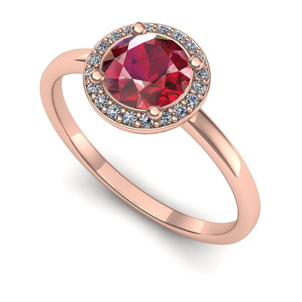 Inel din aur roz cu rubin