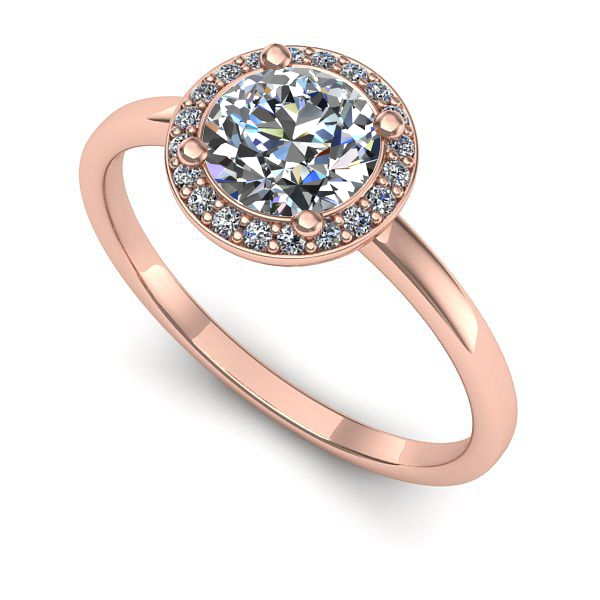 Inel din aur roz cu diamant de laborator