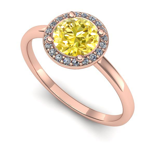 Inel logodna din aur roz cu safir galben