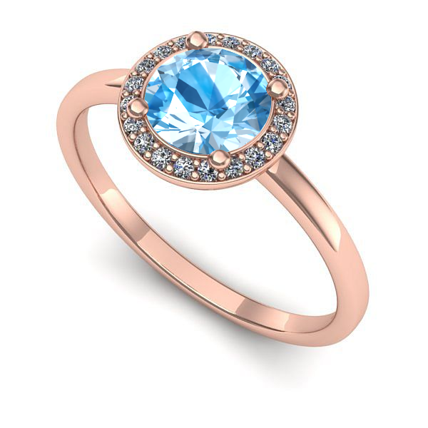 Inel din aur roz cu topaz blue