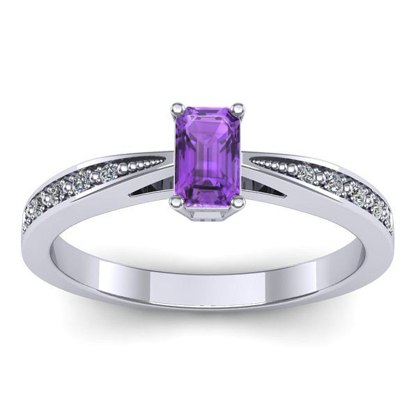 Inel cu ametist dreptunghiular