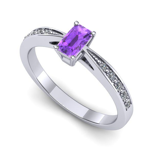 Inel din aur alb cu ametist