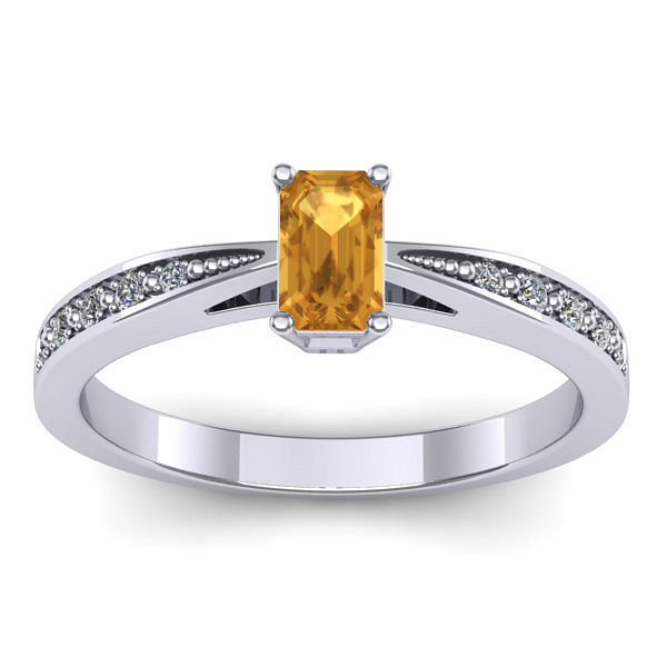 Inel cu citrin dreptunghiular