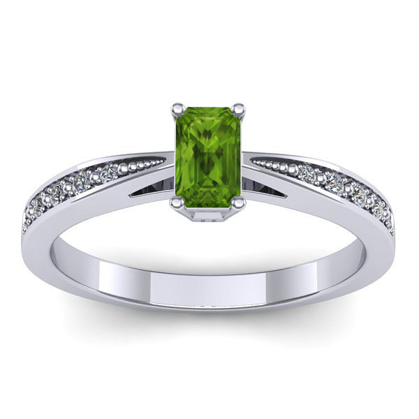 Inel de logodna cu peridot dreptunghiular