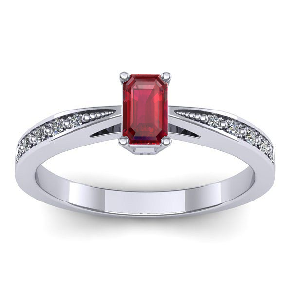 Inel cu rubin dreptunghiular