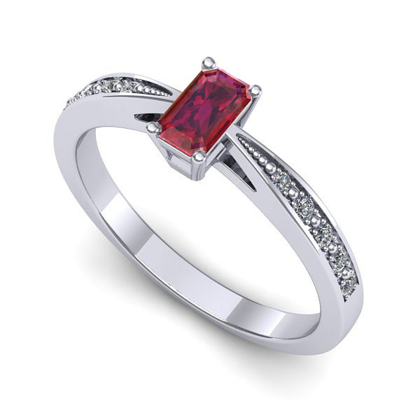 Inel logodna din aur alb cu rubin