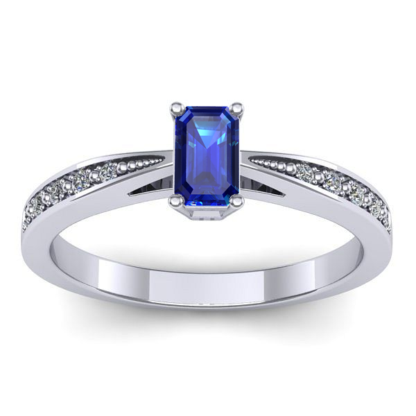 Inel de logodna cu safir dreptunghiular