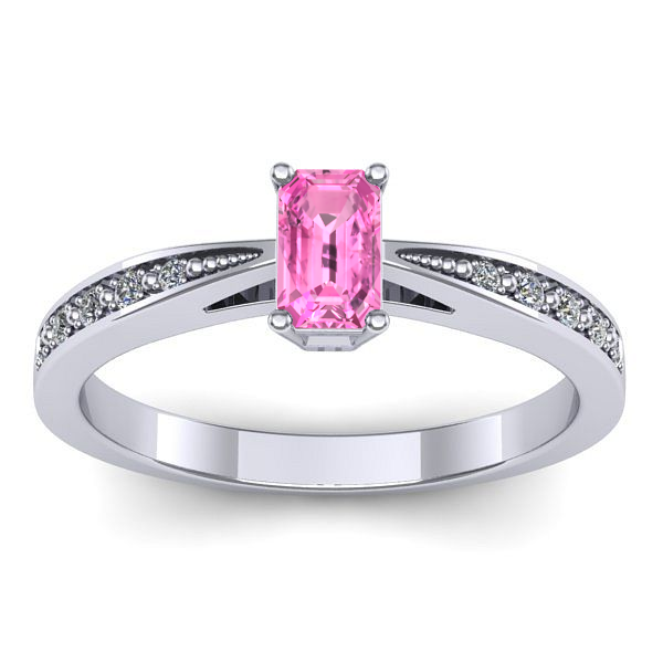 Inel de logodna cu safir roz dreptunghiular