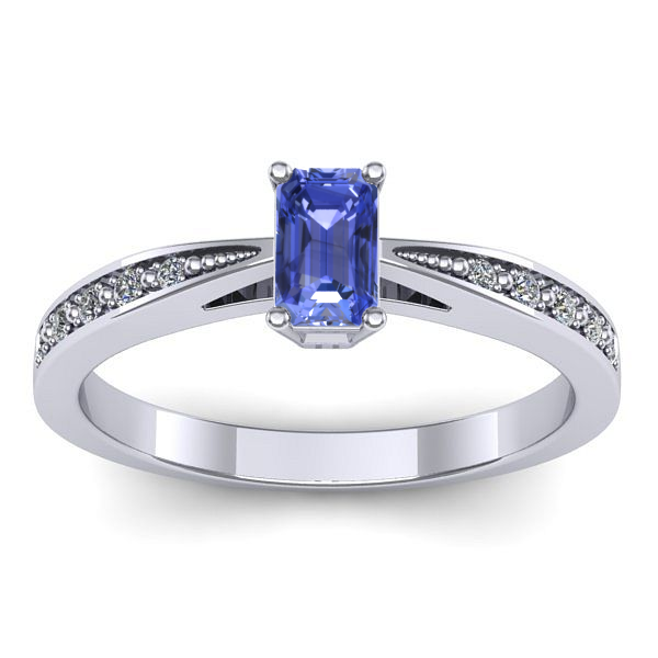 Inel logodna cu tanzanit dreptunghiular