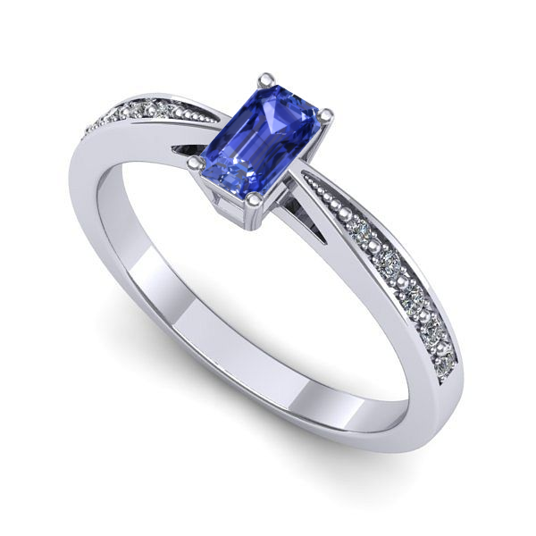 Inel logodna din aur alb cu tanzanit