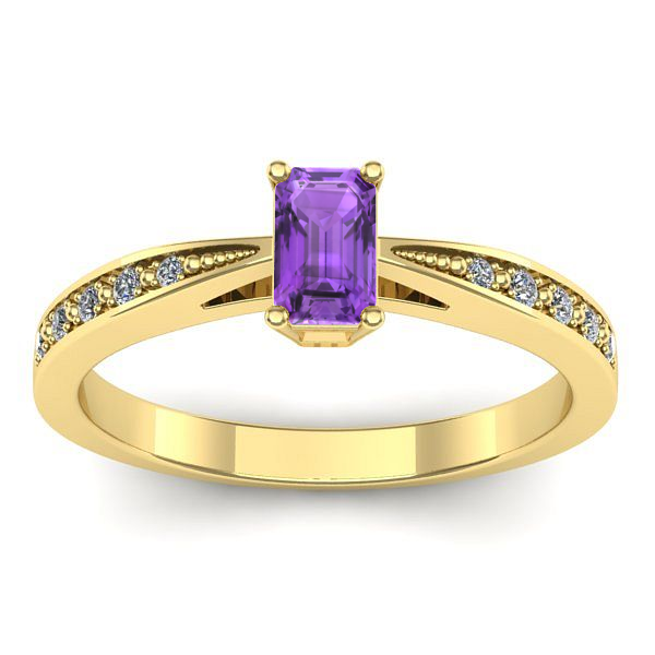 Inel cu ametist dreptunghiular