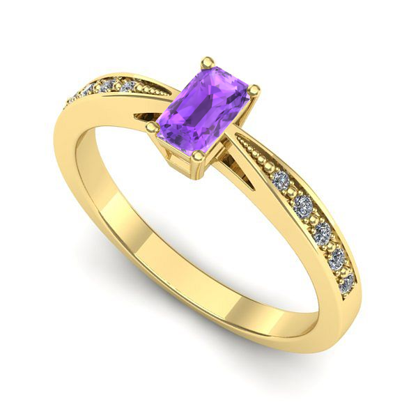 Inel din aur galben cu ametist