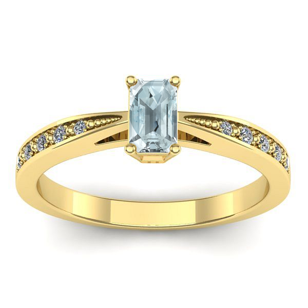 Inel logodna cu aquamarin dreptunghiular