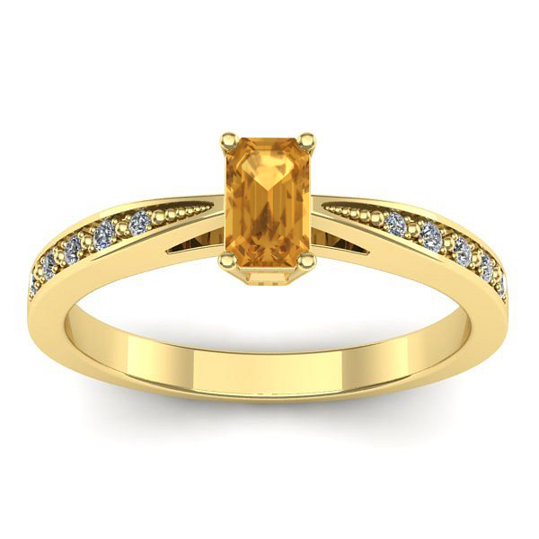 Inel cu citrin dreptunghiular