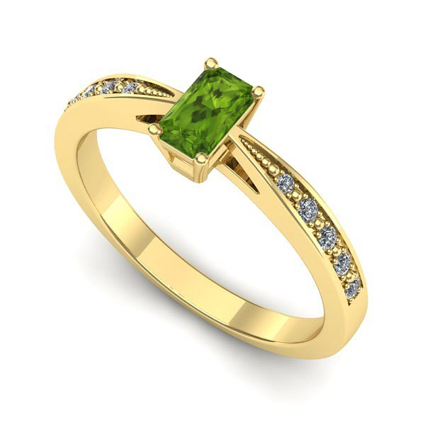 Inel logodna din aur galben cu peridot