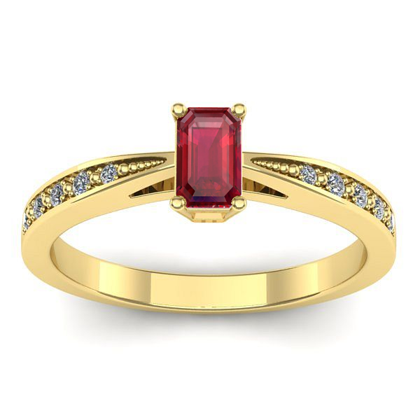 Inel logodna cu rubin dreptunghiular