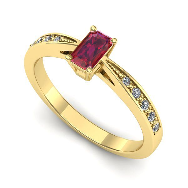 Inel de logodna din aur galben cu rubin