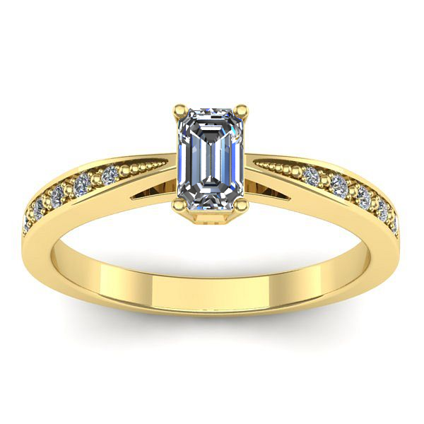 Inel cu safir alb dreptunghiular